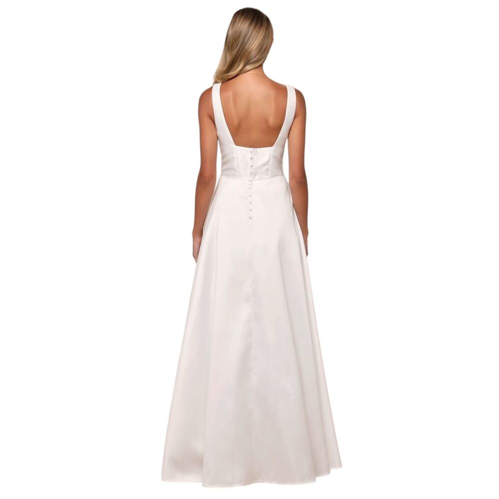 Lulus Modern Affection White Taffeta Pleated Sleeveless Maxi Dress size M NWT - Picture 3 of 7